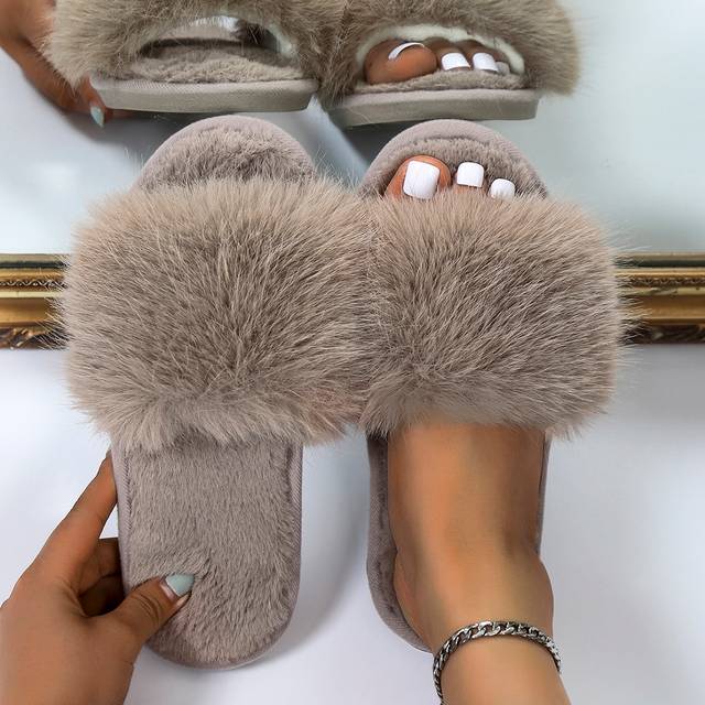 SHEIN Single Band Fluffy Bedroom Slippers