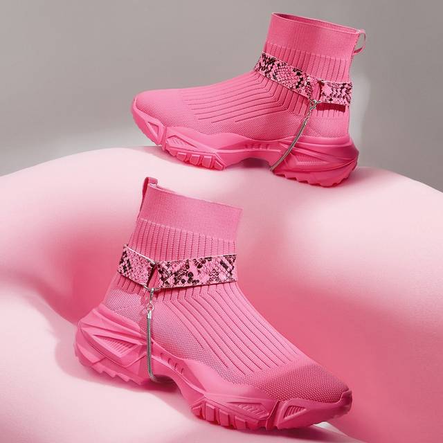 Snakeskin Print High-Top Sock Sneakers Sportskor Casual Shoes - Skrikrosa (EUR36,EUR37,EUR38,EUR39,EUR40,EUR41)