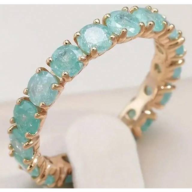 SHEIN One Bohemian Style Promise Ring With Cubic Zirconia, In Pink, Green Or Aqua, For Engagement And Wedding Jewelry