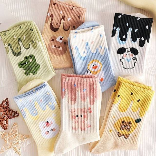 SHEIN 7 Pairs Women&#39;s Mid-Calf Socks, Fall/Winter New Ins All-Match Student &#39; Socks, Korean Sweet & Cute Japanese Jk Style Daily Wear