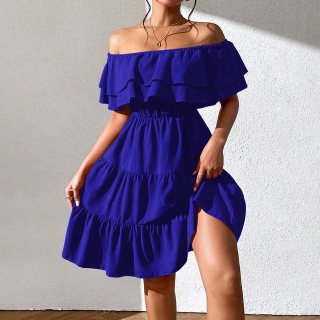 Calvaya Off Shoulder Ruffle Hem Dress