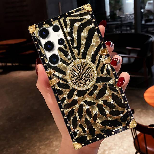 SHEIN 1pc Leopard Print Feather Rectangle Phone Case Compatible With Samsung S23 ULTRA / 7P/8Plus/XR/XS MAX/11/11 Pro/11 Pro Max/12/12 Pro/12 Pro Max/13/13