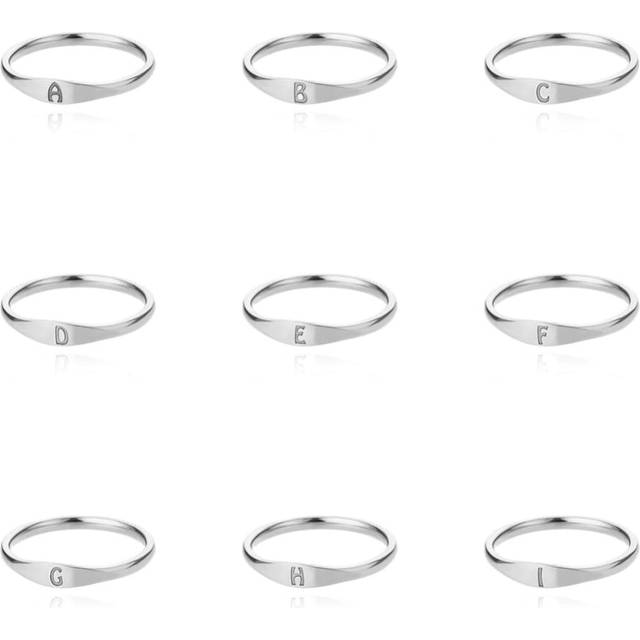1 st. Western Minimalist Rostfritt Stål 26 Ring Lämplig För män och kvinnor , Dagligt slitage - Silver (L,M,S,H,A,T,O,X,B,C,D,E,F,G,I,J,K,N,P,Q,R,U,V,W,Y,Z)
