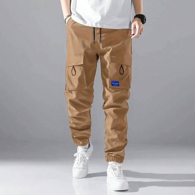 SHEIN Tween Boy&#39;s Fashionable Casual Drawstring Waist Workwear Pants With Slanted Pockets, College Style Parachute Pants For Back To School Season