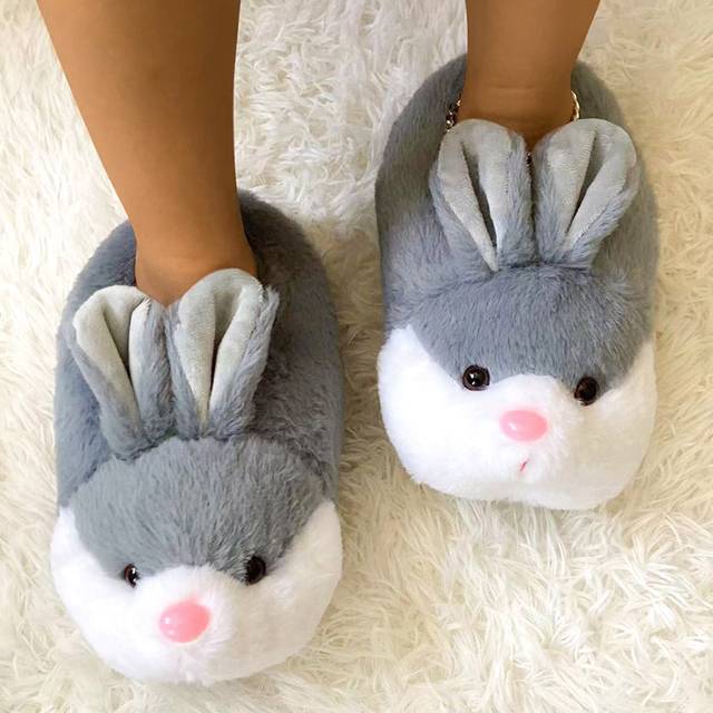 SHEIN Women&#39;s Home Warm Anti-Slip Cute Pink Rabbit Slip-On Slippers