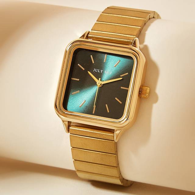 JULYSKY 1pc Women Gold Elegant Minimalist Stainless Steel Strap Quartz Watch, Suitable As Holiday Gift Or Christmas Gift