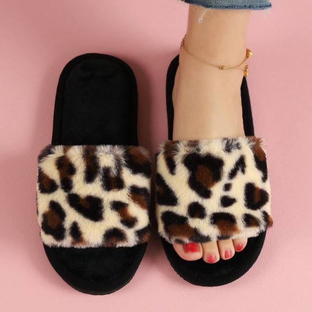 damer Fashionabel Leopardtryck Fluffig Sovrumstofflor , Beige (CN36-37,CN38-39,CN40-41,CN42-43)