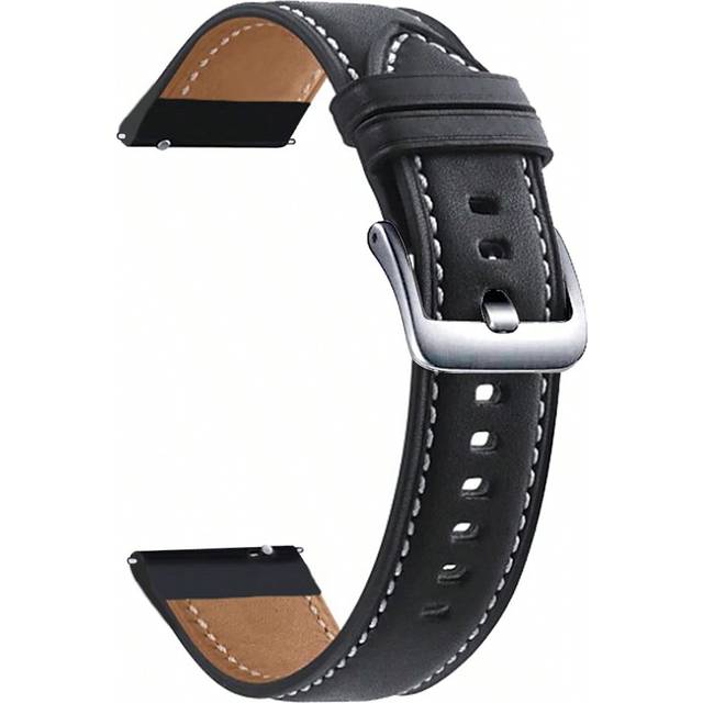 1 st 22 mm 20 mm läderarmband kompatibelt med Galaxy Watch 3 41 45 mm 46 mm 42 mm rem för Amazfit GTR GTS 4 3 2 klockarmband för GT-remtillbehör - Svart (20mm,22mm)