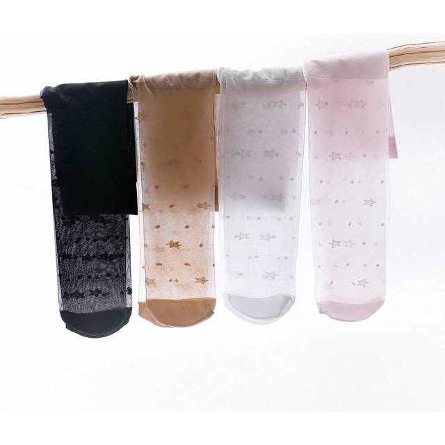 SHEIN 4 Pairs Ultra-Thin Full Footed Dance Tights Suitable For Girls