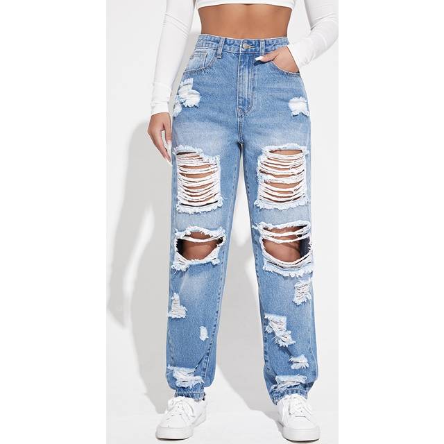 SHEIN Ripped Detail Boyfriend Jeans