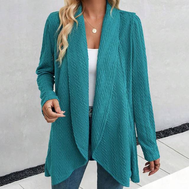 SHEIN Shawl Collar Open Front Asymmetrical Hem Coat