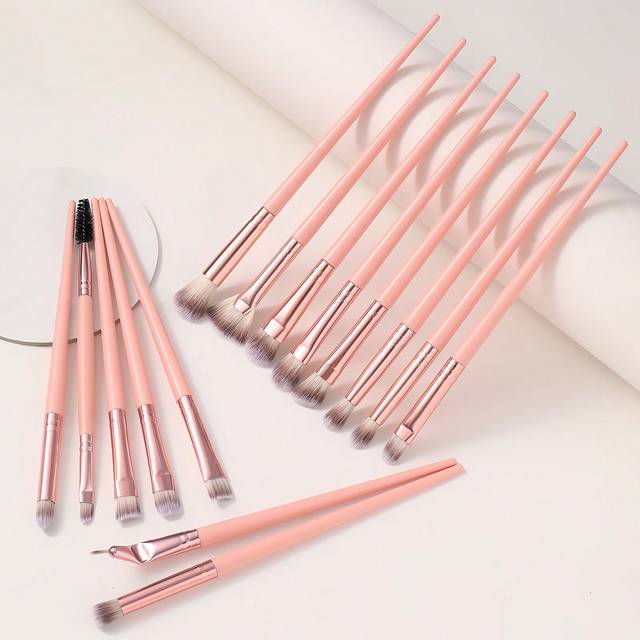 SHEIN 15pcs Makeup Brush Sets Premium Synthetic Hair Eyeshadow Blending Brush Sets Cosmetics Tools For Face And Eyes