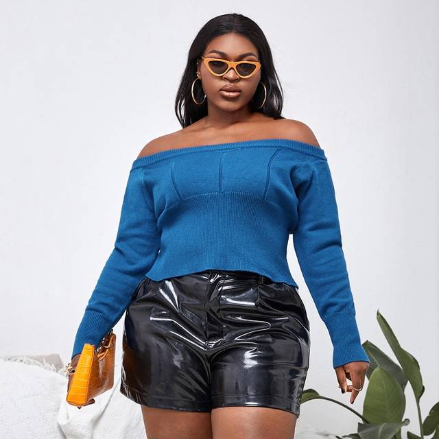 SHEIN Plus Off Shoulder Solid Jumper