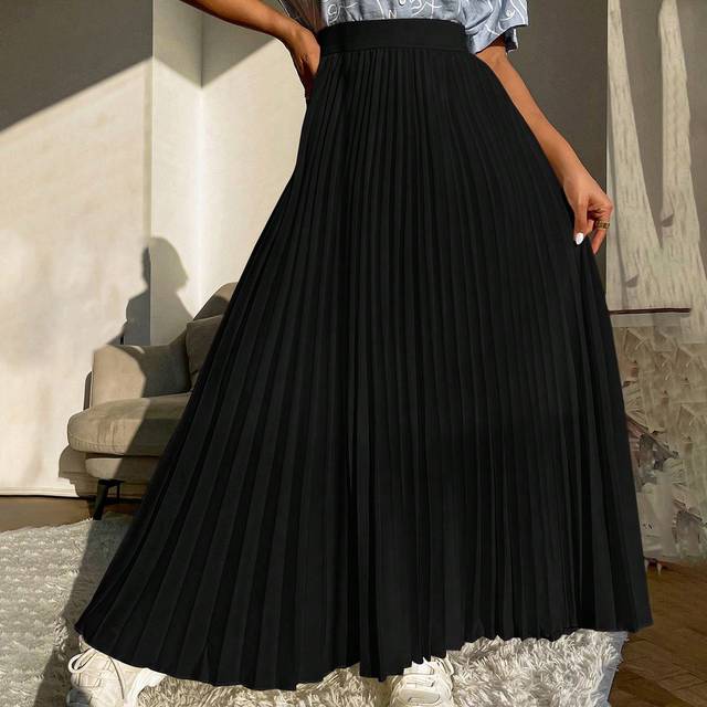 Mulvari Solid Pleated Longline Skirt