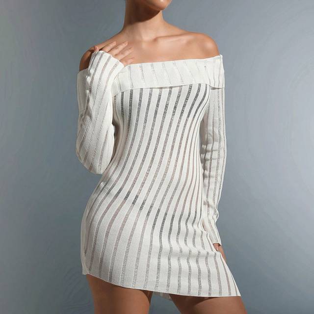 Flirla Off Shoulder Asymmetrical Hem Sweater