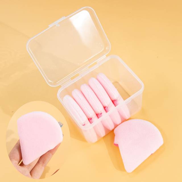 SEPROFE 6pcs/set Triangle Shaped Large Size 70x65mm Makeup Sponge For Loose Powder & Setting, Double Usage When Wet Or Dry, With Box, Pink
