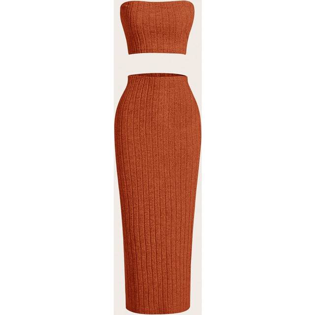 SHEIN Solid Tube Top & Pencil Skirt