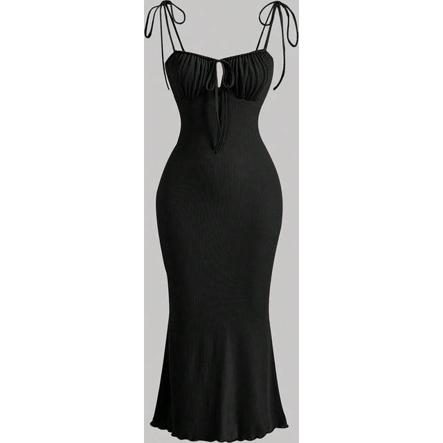 SHEIN Tie Shoulder Ruched Bust Tie Front Cami Dress