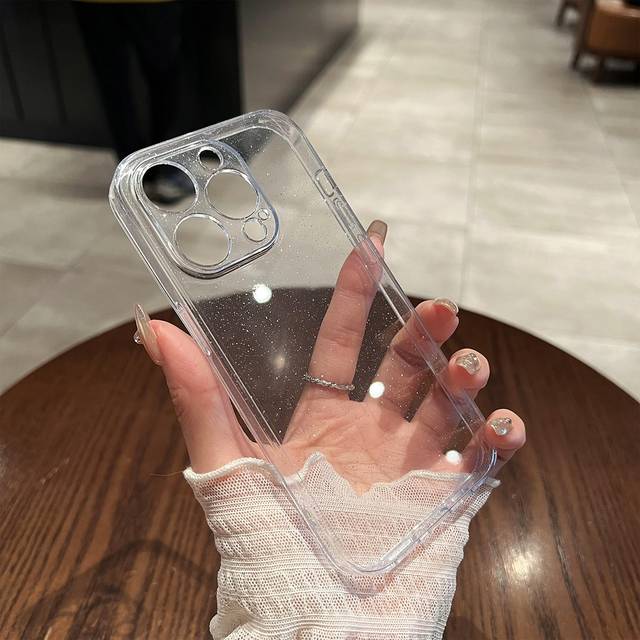 Apple 1,5 mm tjockt glitter mjukt telefonfodral kompatibelt med IPhone 16 Pro Max/16/16 Pro/16 Plus/15/15 Pro Max/15 Plus/15 Pro/14 Pro Max/14 Pro/14/ - Genomskinlig (Multi-size)