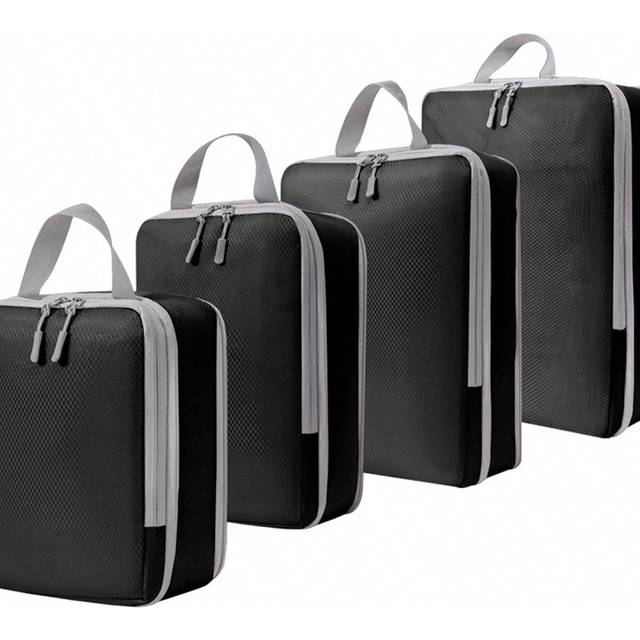 SHEIN 4-Piece Compression Storage Bag, Travel Storage Bag With Shoe Pocket, Expandable And Advanced Storage - Essential For Travel Suitcases Travel Essentia