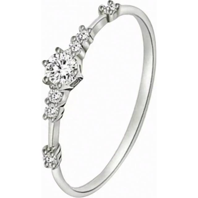 SHEIN 1pc Fashionable And Sparkling 7 Cubic Zirconia Setting Engagement Ring, Best Exquisite Gift For Women