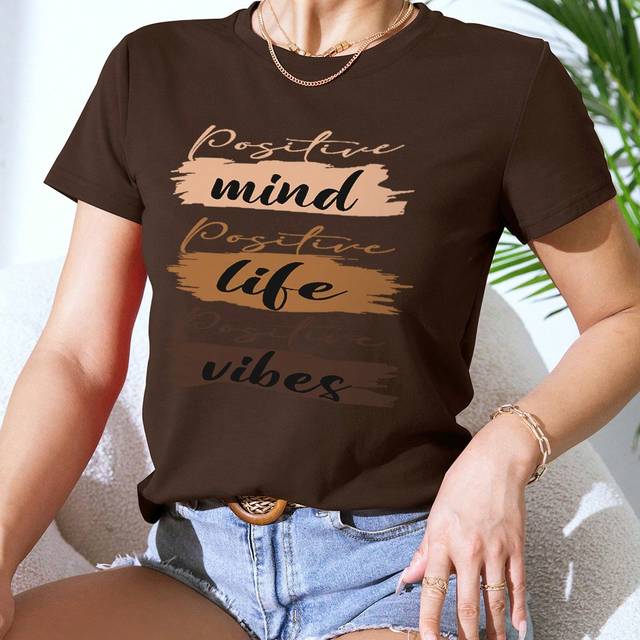 INAWLY Letter Graphic Tee Graphic Tees Women Tops