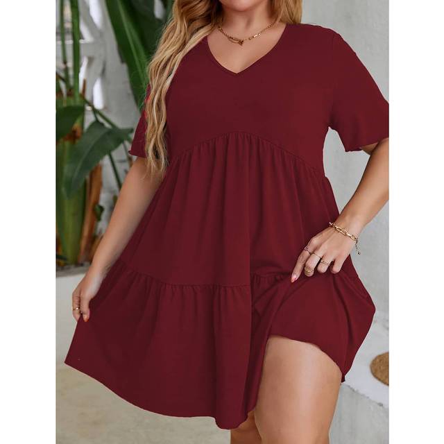 SHEIN Plus Ruffle Hem Smock Dress