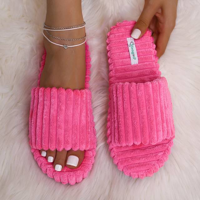 Fashion Hot Rosa tofflor för kvinnor, solida fuzzy sovrum tofflor - Skrikrosa (EUR36,EUR37,EUR38,EUR39,EUR40,EUR41,EUR42,EUR43)