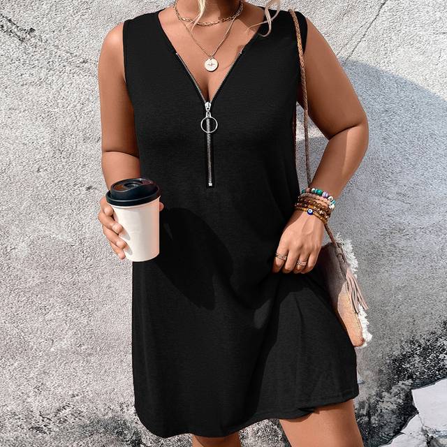 SHEIN Plus Half Zip Tank Dress