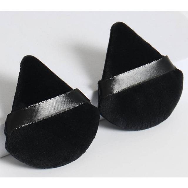SHEIN 2pcs Triangle Shaped Loose Powder Puff, Made Of Ultra Soft Velvet, Designated For Contouring, Eye And Corner Areas, Makeup Sponge Foundation Mixing Co