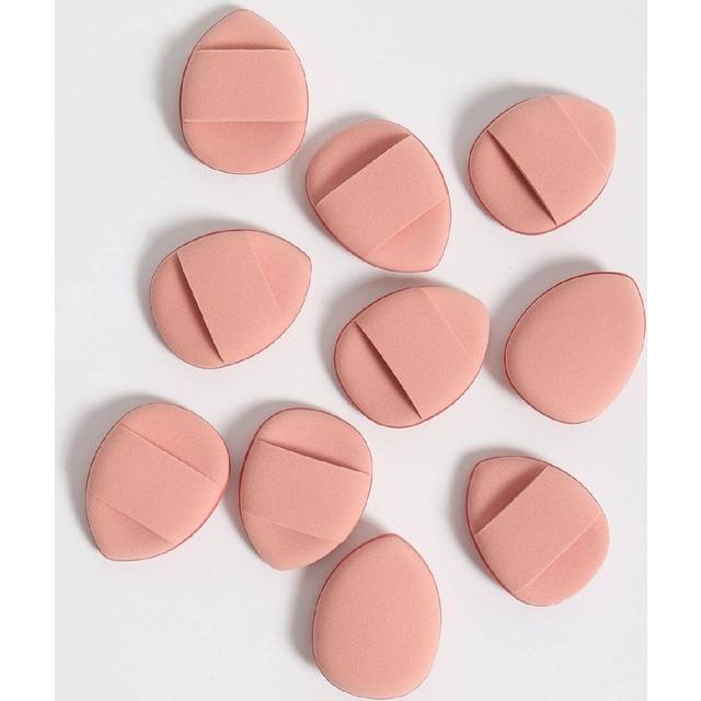 SHEIN 10pcs Mini Finger Makeup Sponge Cushion Puff Mixed Latex-Free Sponge And Puff, Suitable For All Skin Types, For Liquid Foundation & Concealer