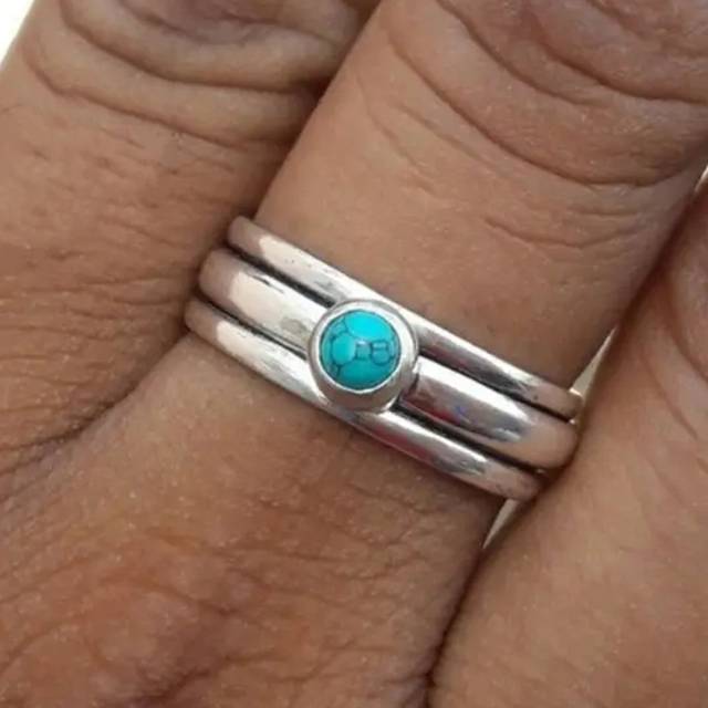 SHEIN 1 PC Fashion Faux Turquoise Ring For Women For Valentine&#39;s Day Gift Wedding Engagement Anniversary Party Jewelry Valentines,Mom,Mother,Mother&#39;s Day,Gi