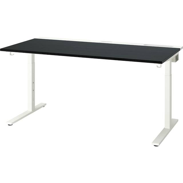 MITTZON skrivbord, svartbetsad askfaner/svart vit, 160x80 cm