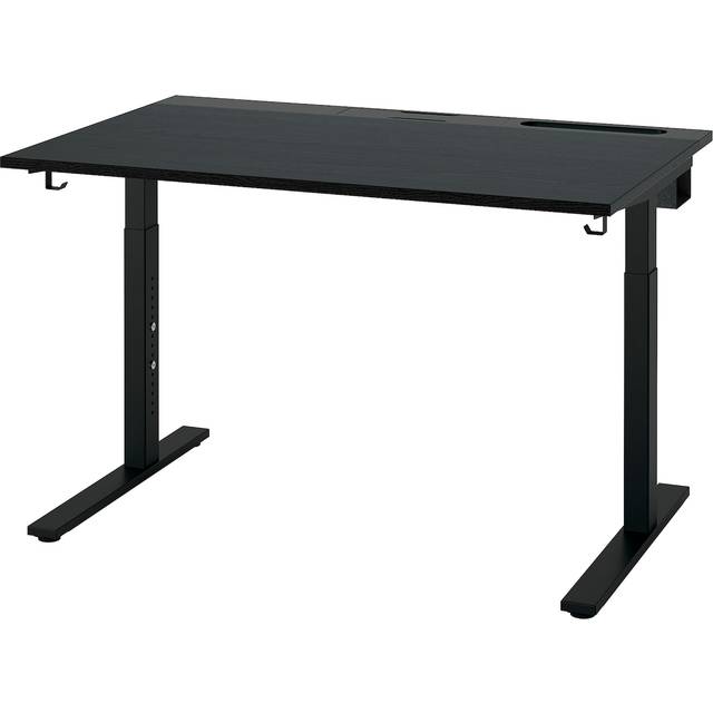 MITTZON skrivbord, svartlaserad askfaner/svart, 120x80 cm