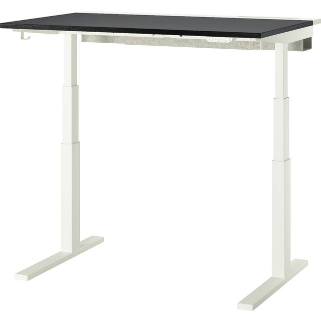 MITTZON skrivbord sitt/stå, elektrisk svartbetsad askfaner/vit, 120x80 cm