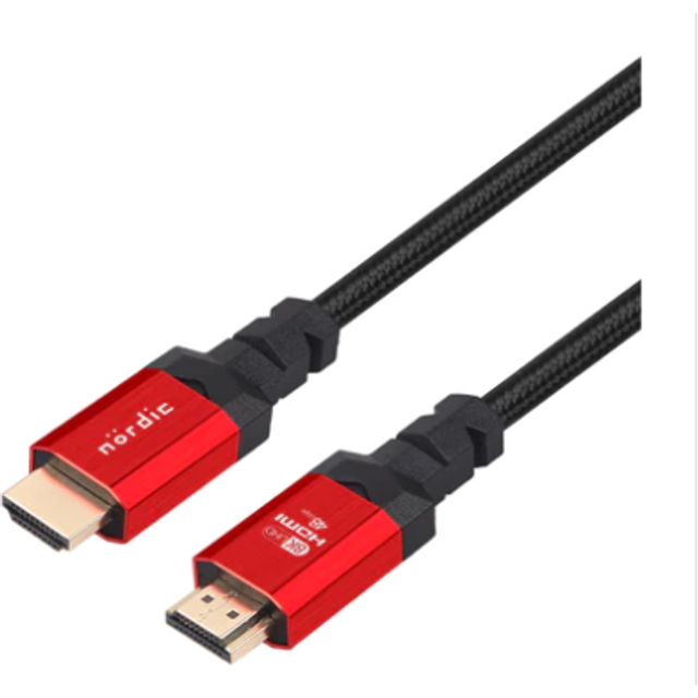 NÖRDIC CERTIFIED CABLES 50cm Ultra High Speed HDMI 2.1 8K 60Hz 4K 120Hz 48Gbps Dynamic HDR eARC VRR nylonflätad kabel guldpläterade kontakter