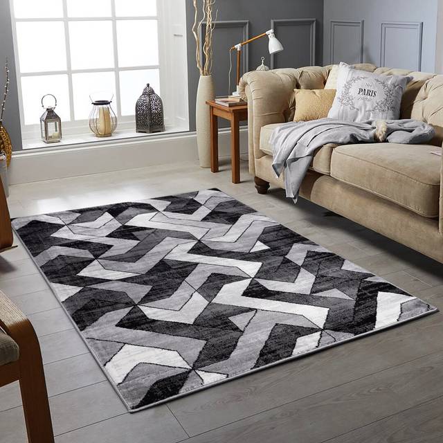 Corrigan Studio Yoder Herringbone Dhurrie Black/White Rug Black Rectangle 200 x 290cm