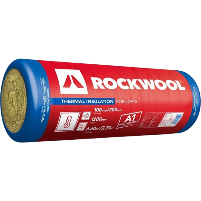 Rockwool Thermal Loft Roll 100Mm 6.6M2 Or 200Mm 3.3M2