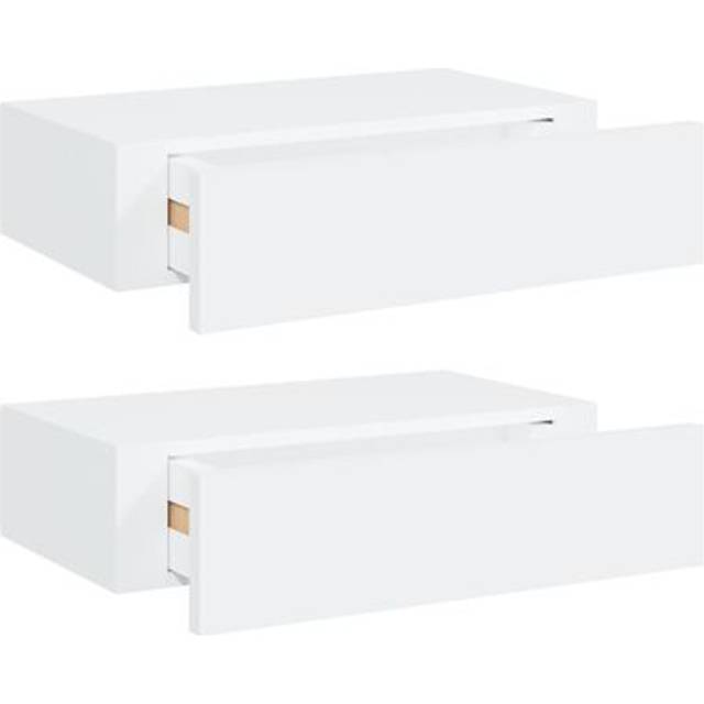 vidaXL Wall-mounted Drawer Shelves 2 pcs White 40x23.5x10 cm MDF
