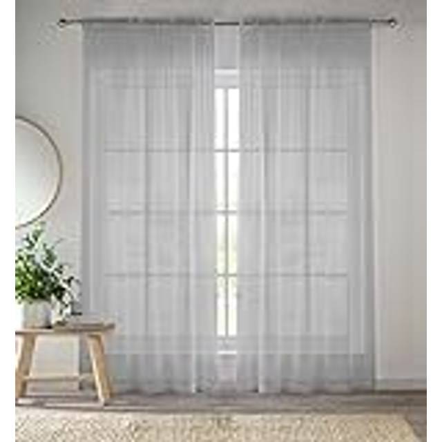 Very Home Slot Top Voile Panel Pair 57X48 - Ilver
