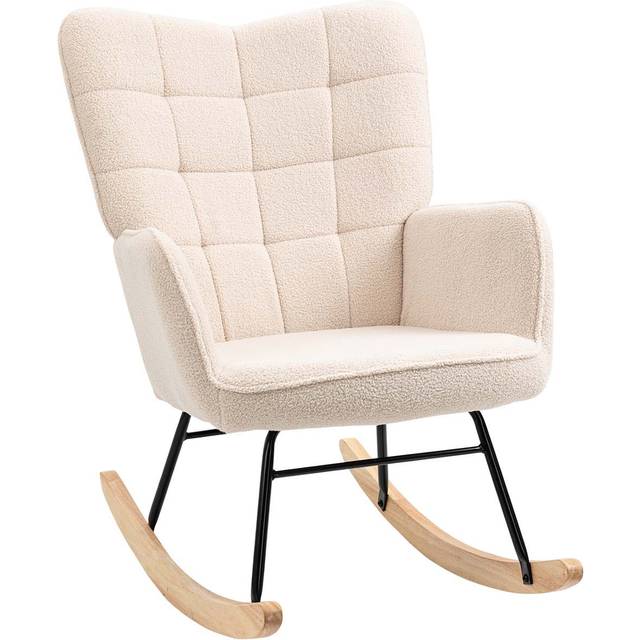 Boucle Rocking Chair - Beige Or Dark Grey! | Wowcher