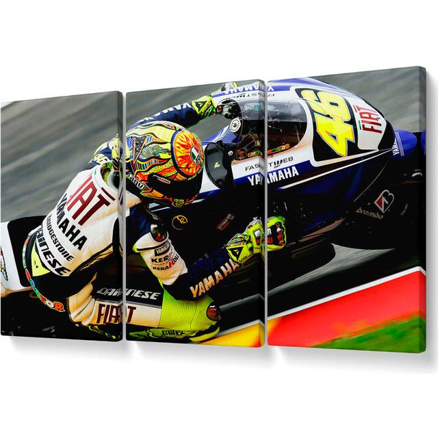 Valentino Rossi - 3 Piece Wrapped Canvas Graphic Art (50.8cm H x 106.6cm W)