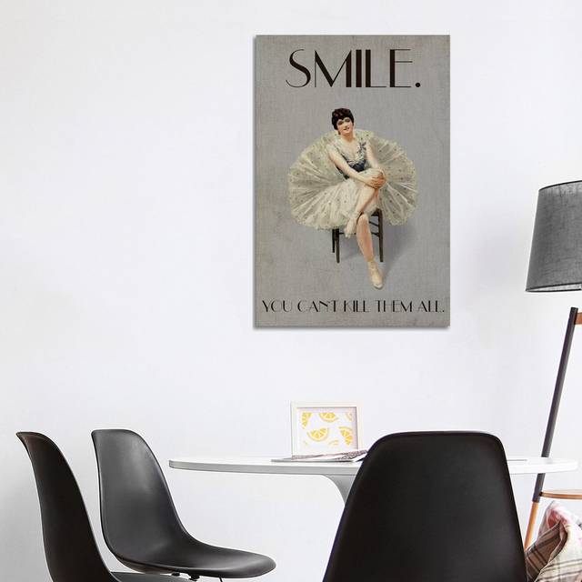 Smile by Kubistika - Wrapped Canvas Graphic Art (101.6cm H x 66.04cm W x 3.81cm D)