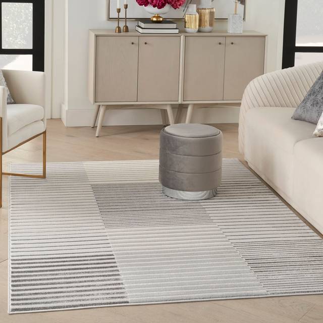 Breux Striped Grey Area Rug - Silver Grey (Rectangle 160 x 221cm)