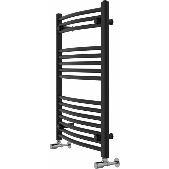 (Curved, 800x600mm) Warmehaus Heated Towel Rail Black Bathroom Ladder Style Radiator Central Heating