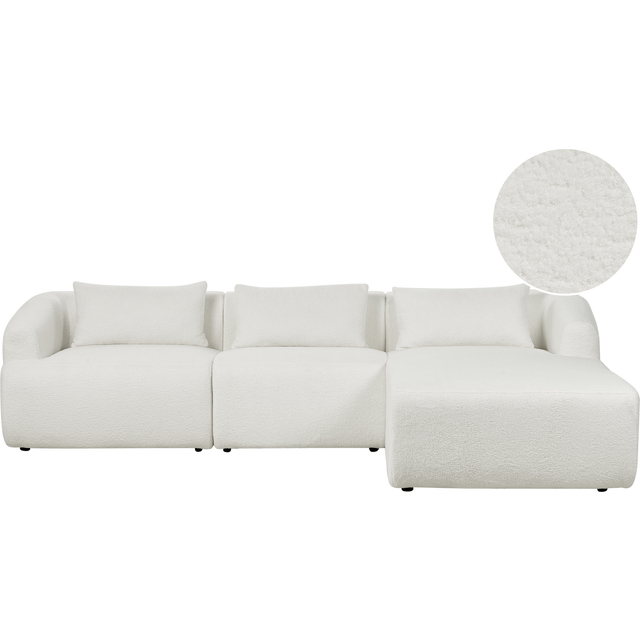 Beliani Left Hand Boucle Corner Sofa White Svansele, White