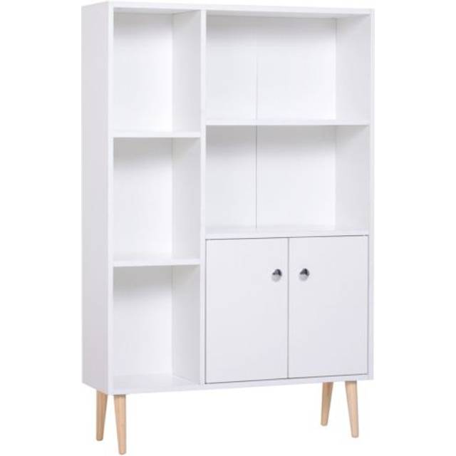 HOMCOM Bookcase Storage Cabinet Shelving Unit - White, White