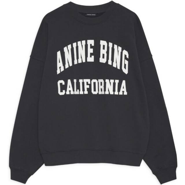 Anine Bing Miles Logo Organic Cotton-Jersey Sweatshirt - XS - Black - XS/S