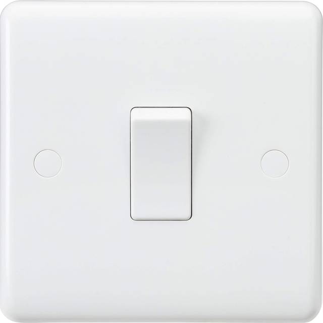 Knightsbridge Curved Edge 10AX 1G 1-Way Switch - White - CU1000
