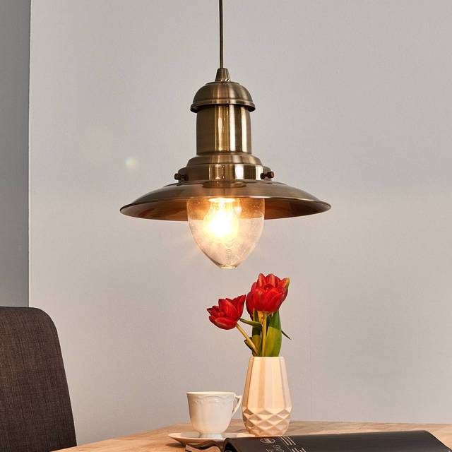 Classic Style Ceiling Pendant With Clear Bell Glass -AB